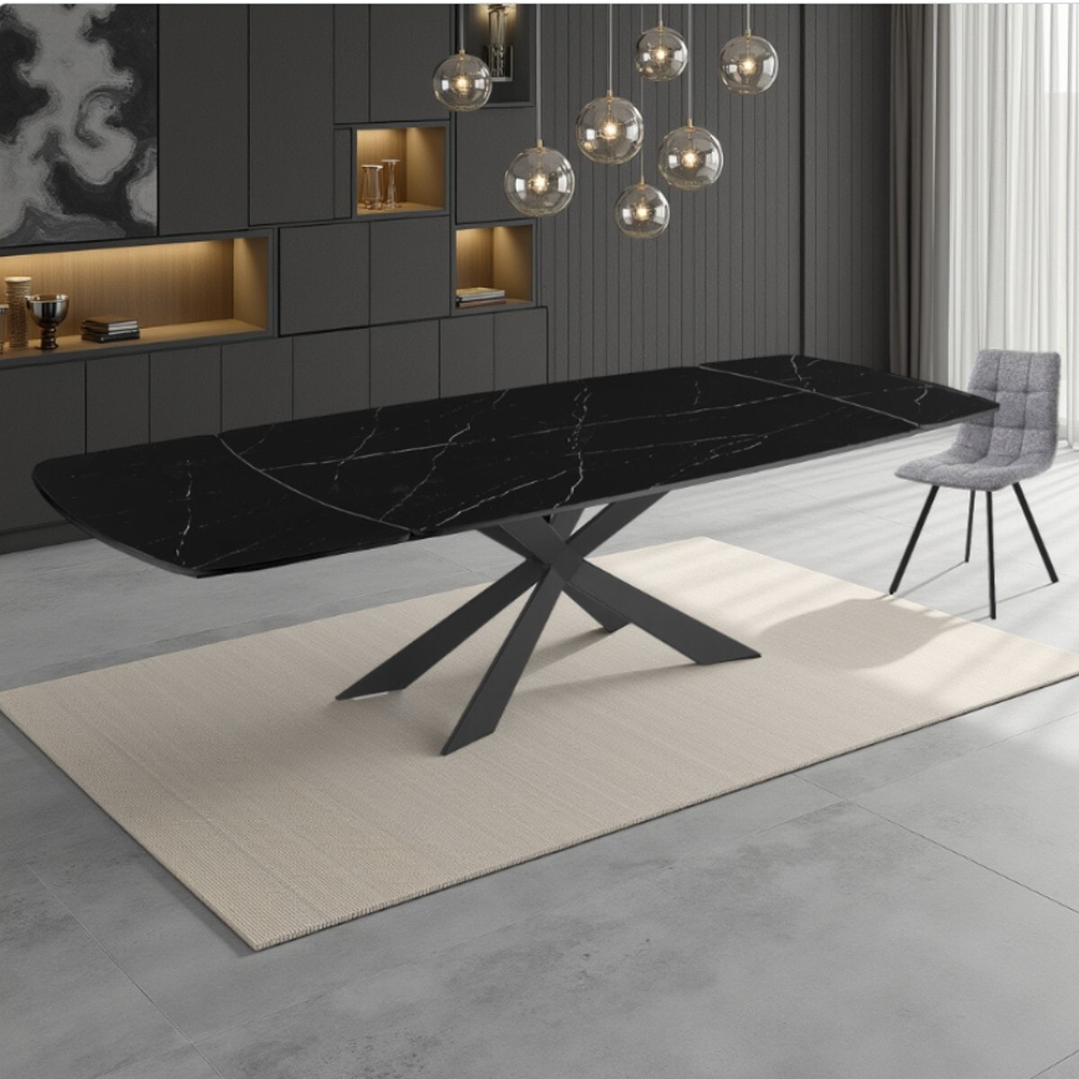 Tomasucci Table extensible MELVIN EVO 120 ONICE MARBLE - PLATINE