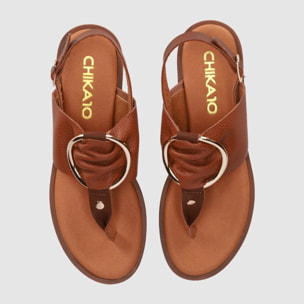 Sandalias de Piel - Cuero - Tacón: 1 cm