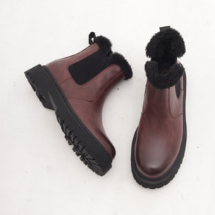 STIVALETTO CHELSEA BASSO FUR BORDEAUX