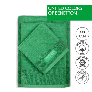 PACK DE 2 SET DE 3 TOALLAS DE BAÑO EN COLOR VERDE  Y BEIGE - BENETTON