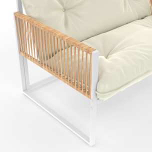 Salon de jardin Ozéa 4 places blanc et cordage