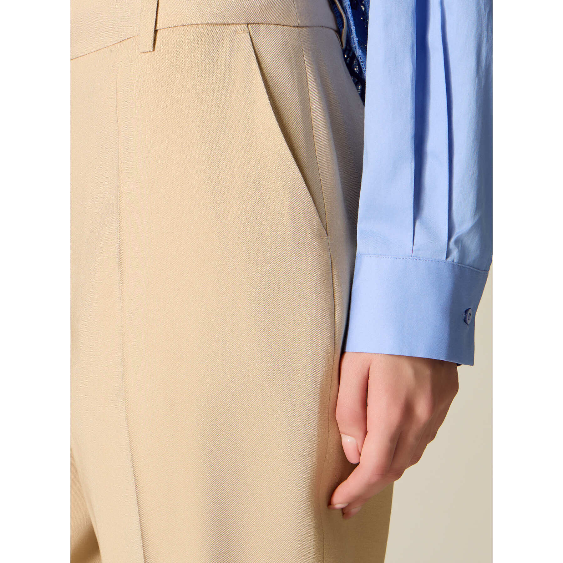 Oltre - Pantalones chinos en mezcla de viscosa - Beige