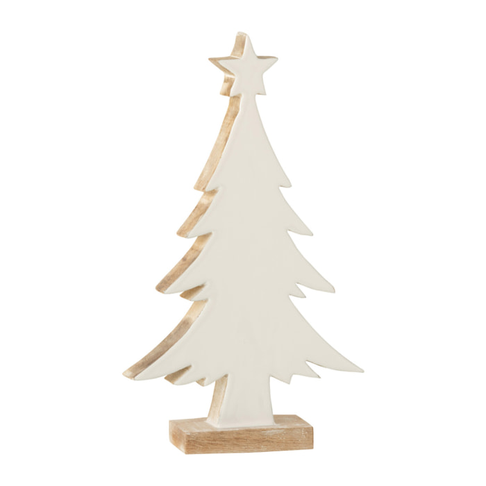 J-Line Sapin De Noel Bois De  Manguier Blanc/Blanc Wash Large