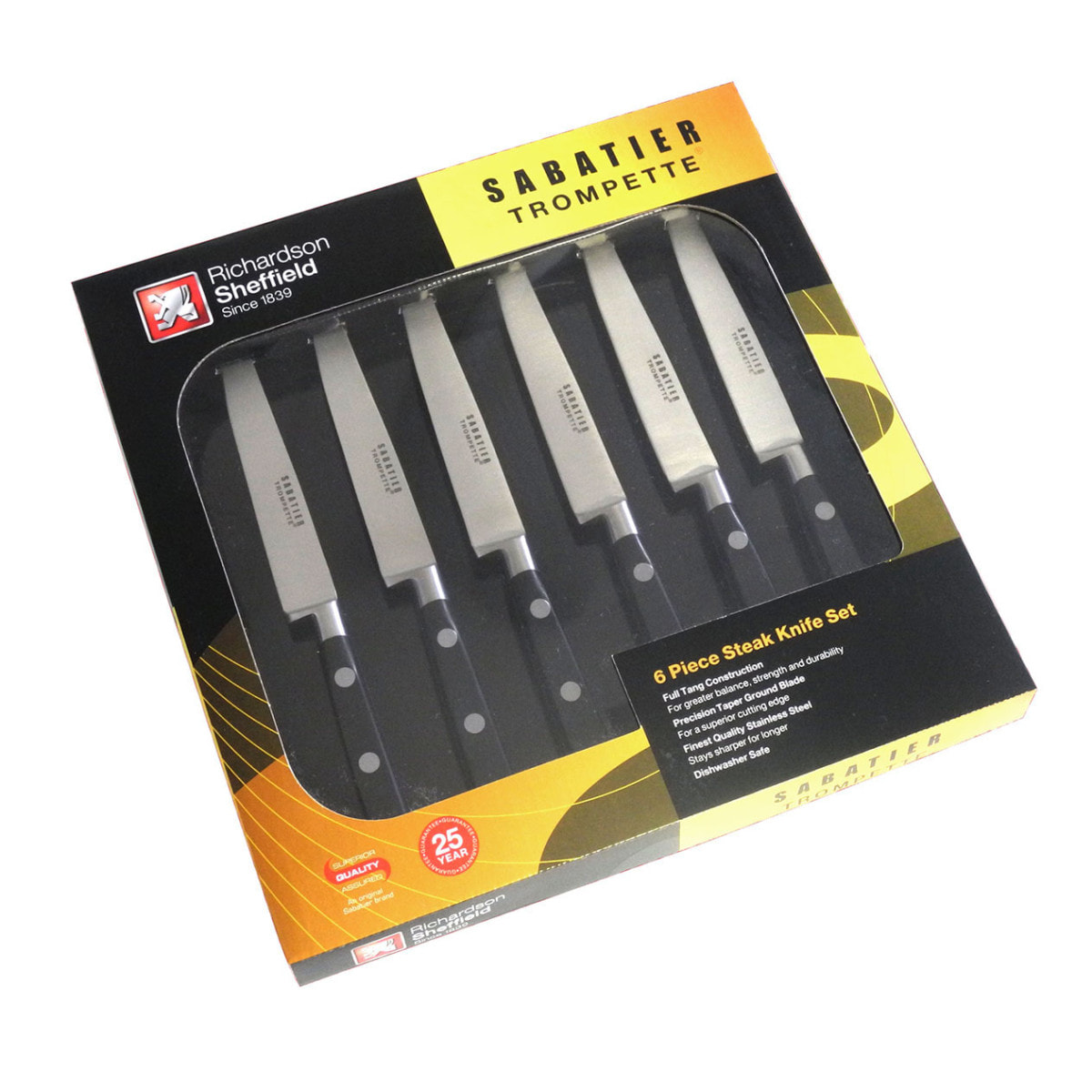 Sabatier Trompette - Coffret 6 couteaux steak lame lisse