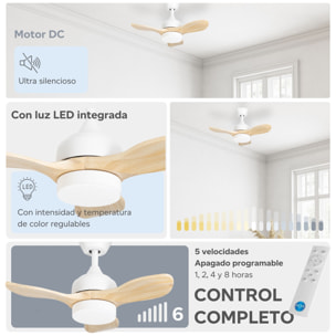 Forlight FORLIGHT Calar Ventilador de Techo con luz LED Silencioso con 5 velocidades,