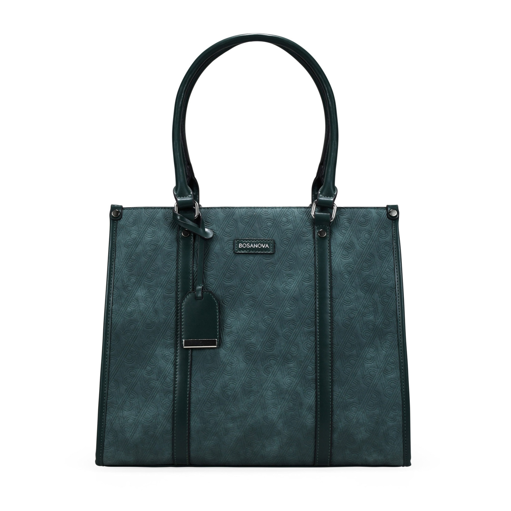 Bolso shopper verde con grabado de B