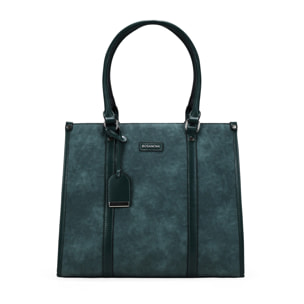 Bolso shopper verde con grabado de B