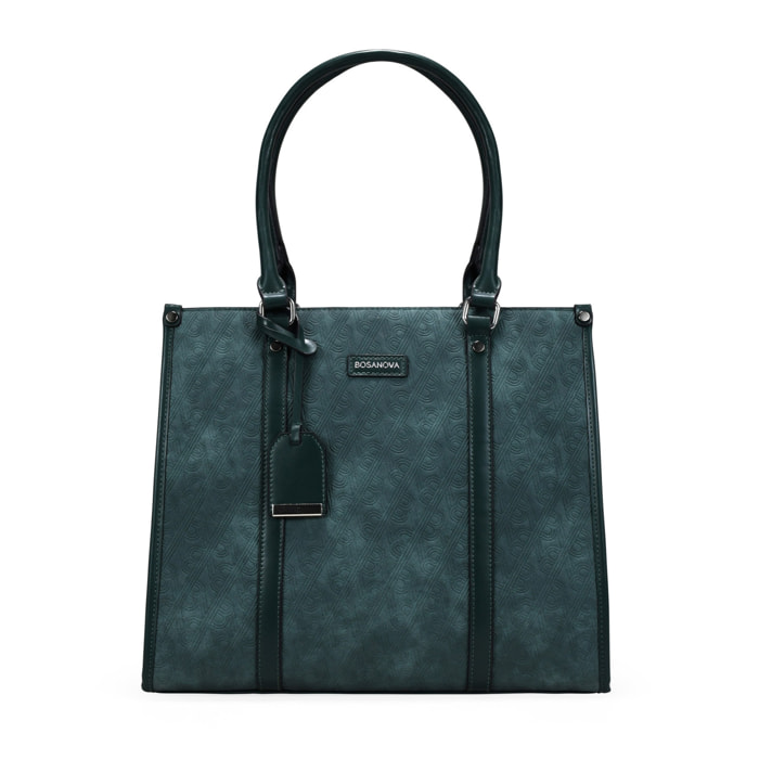 Bolso shopper verde con grabado de B