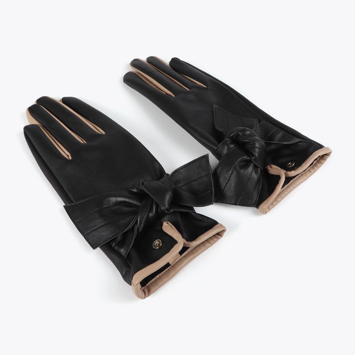 Guanti Effetto Pelle con Fiocco