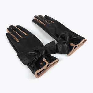 Guanti Effetto Pelle con Fiocco