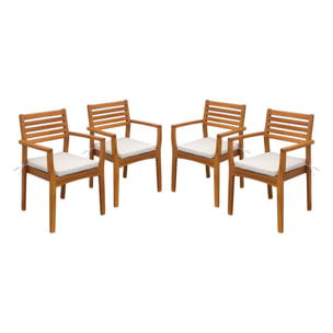 Fauteuil de jardin bois d'acacia (lot de 4) Savona 56 x 52 x 83 cm naturel et beige