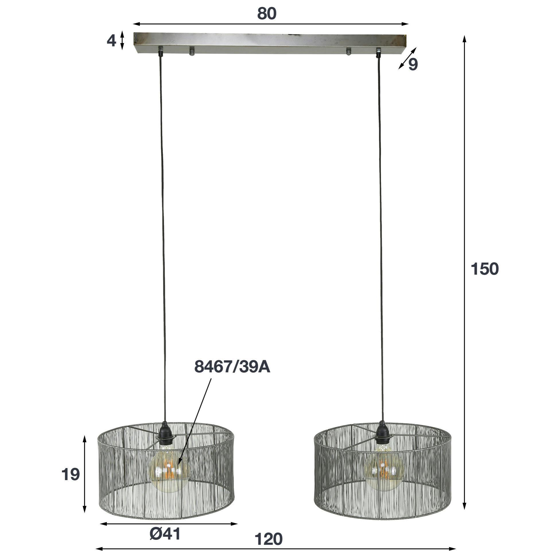 Suspension filaire pour table à manger 2 lampes RALF