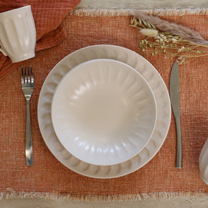 Lot de 6 assiettes creuses en faïence beige 22cm BISTROT