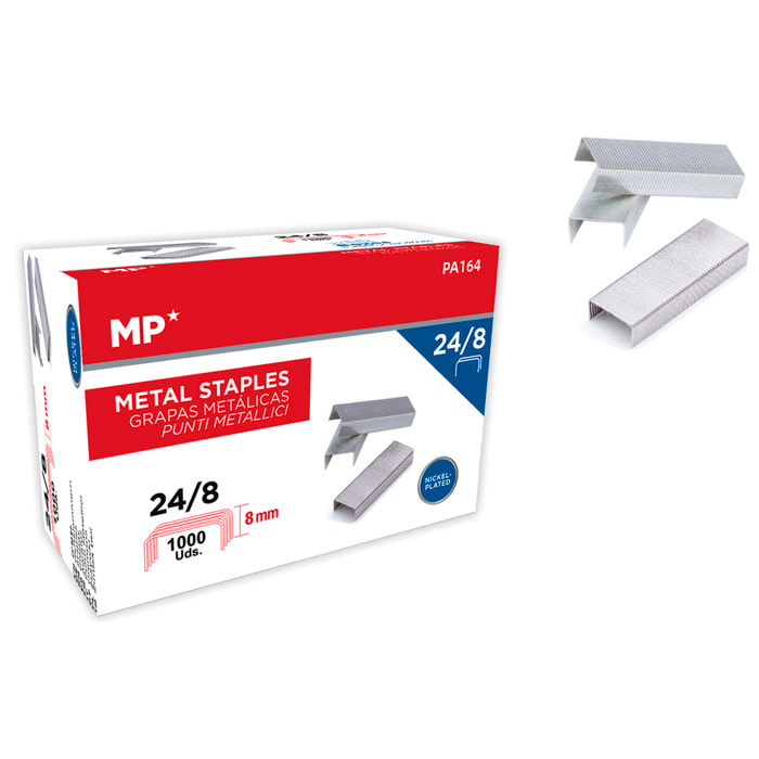 12 confezioni di STAPLE METALLICHE BLISTER 24/8 1.000 Uds.