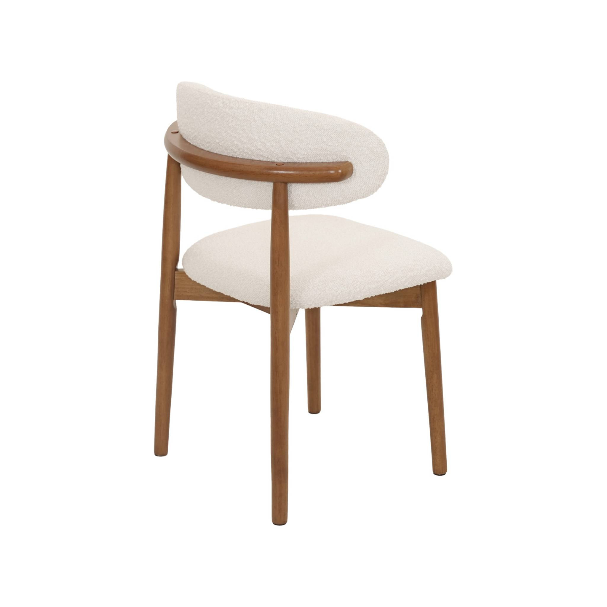 Chaise bois d'hévéa et tissu bouclette (lot de 2)  PAOLA
