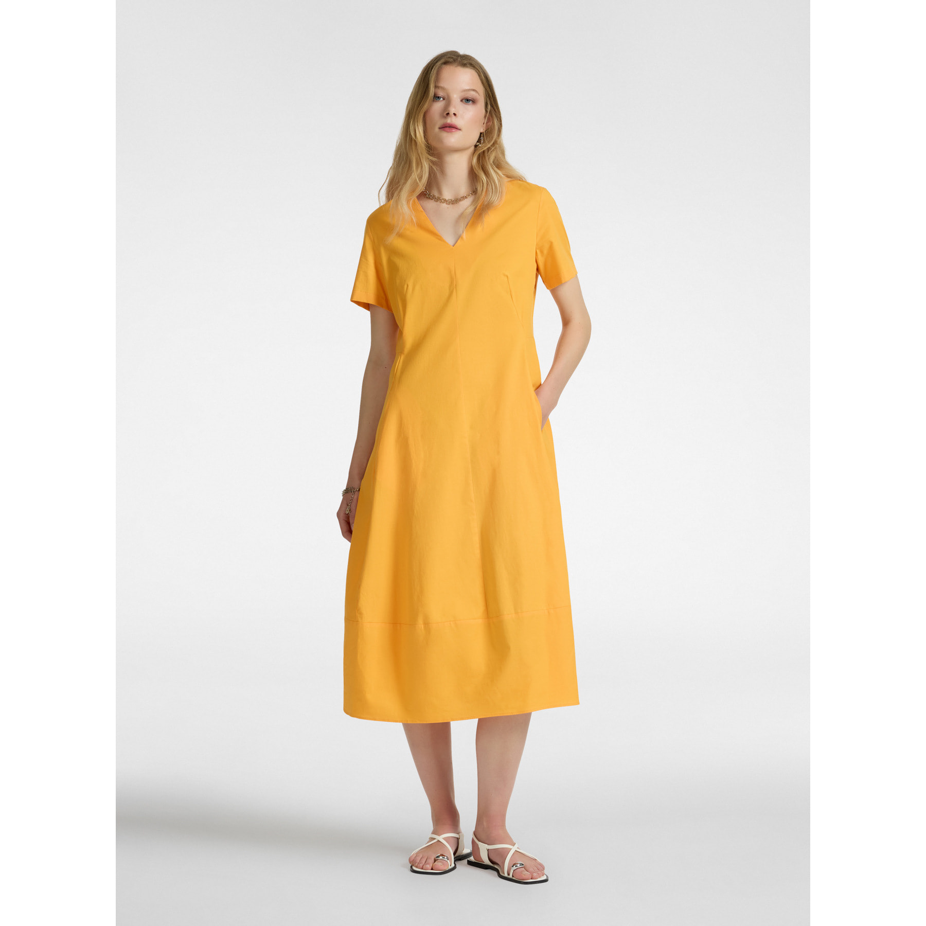 Elena Mirò - Abito svasato in cotone - Giallo
