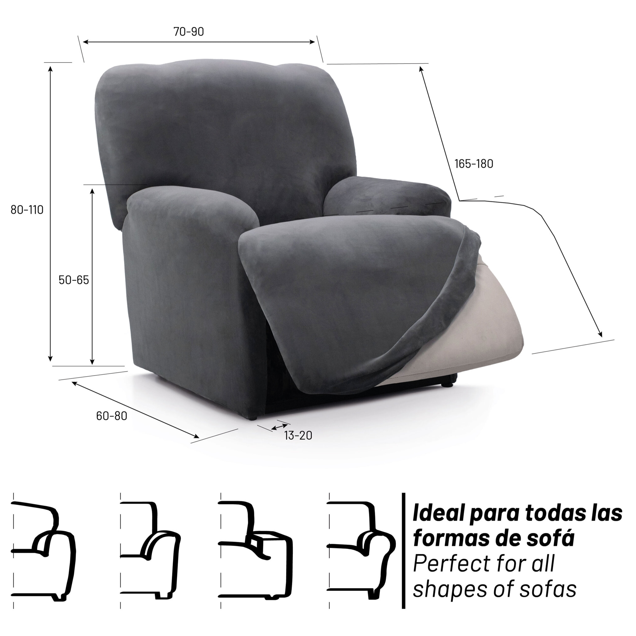 Funda TERCIOPELO ANTIMANCHAS Multi elástica para RELAX PIES JUNTOS modelo VERONICA