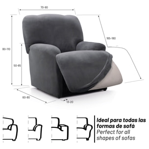 Funda TERCIOPELO ANTIMANCHAS Multi elástica para RELAX PIES JUNTOS modelo VERONICA