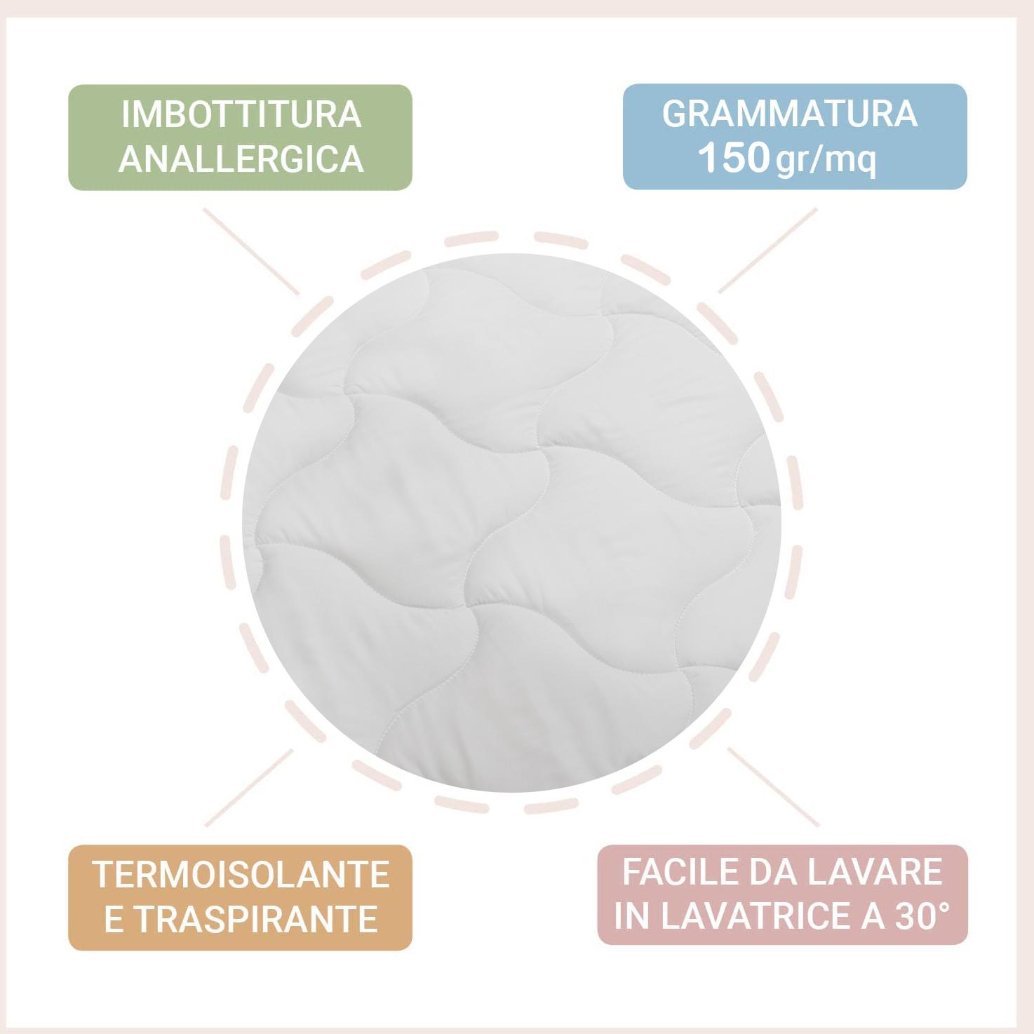 Piumino trapuntato ESTIVO in Microfibra 2 Piazze 150 gr/mq Bianco