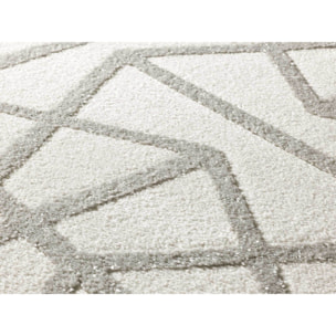 FLORA Alfombra geomÃ©trica con relieve en tonos blanco y gris, varias medidas disponibles