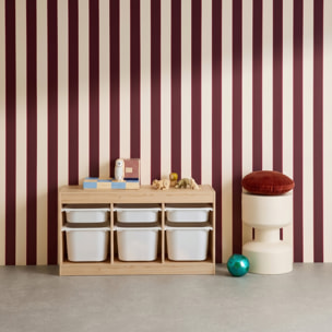 Meuble de rangement pour enfant décor bois 6 bacs de rangement SORA