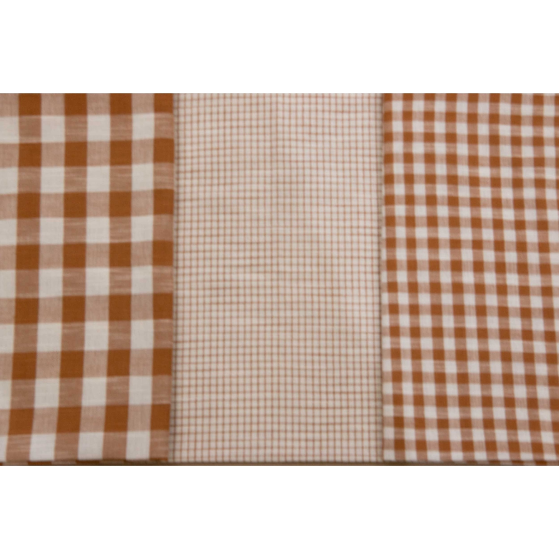 Lot de 3 torchons à carreaux en coton - Marron Brun