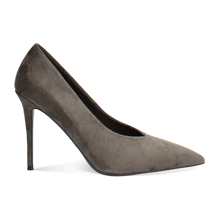 Décolleté grigie in microfibra con tacco 10 cm