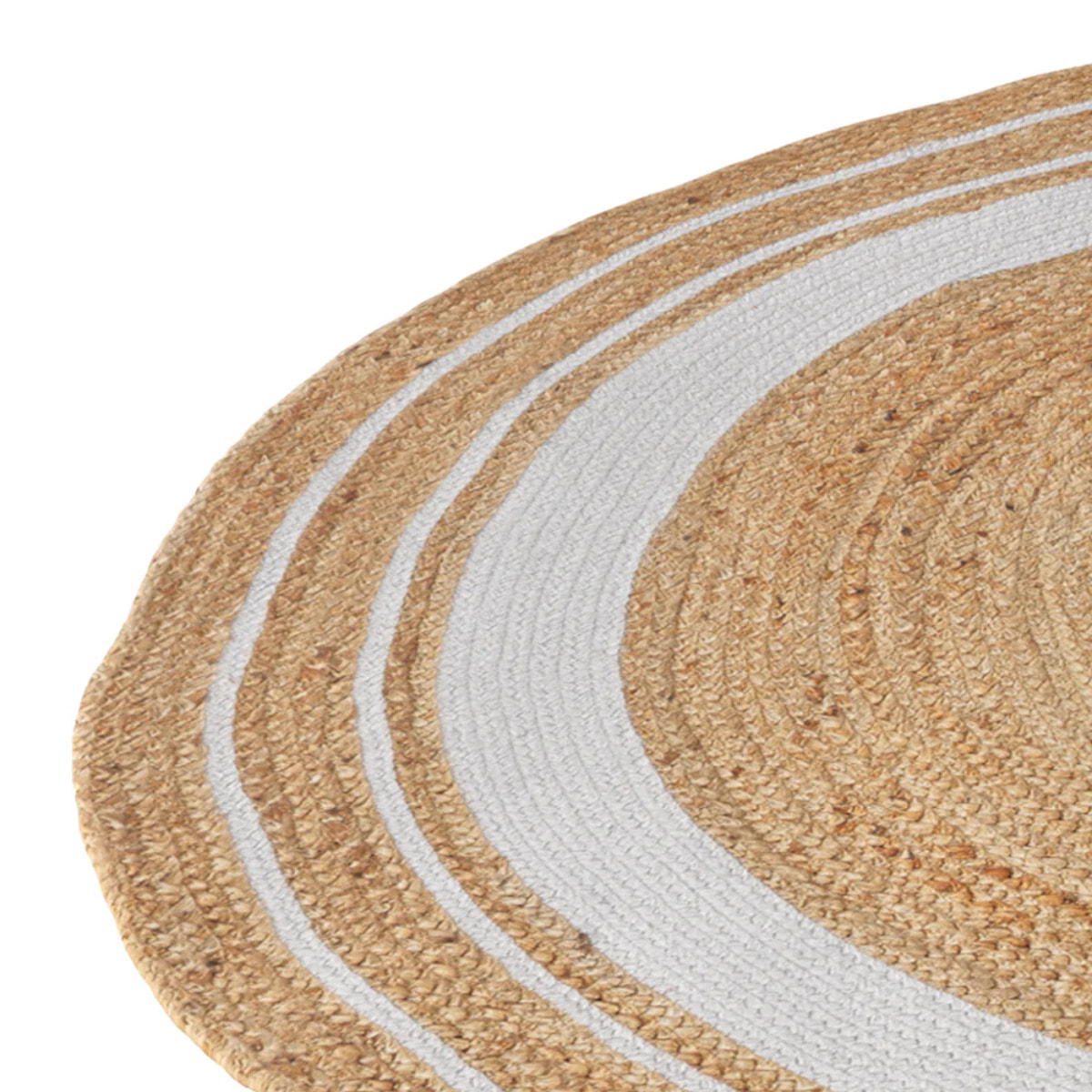 Tapis rond en jute naturel et blanc D150 cm - Anaïs