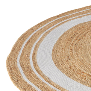 Tapis rond en jute naturel et blanc D150 cm - Anaïs