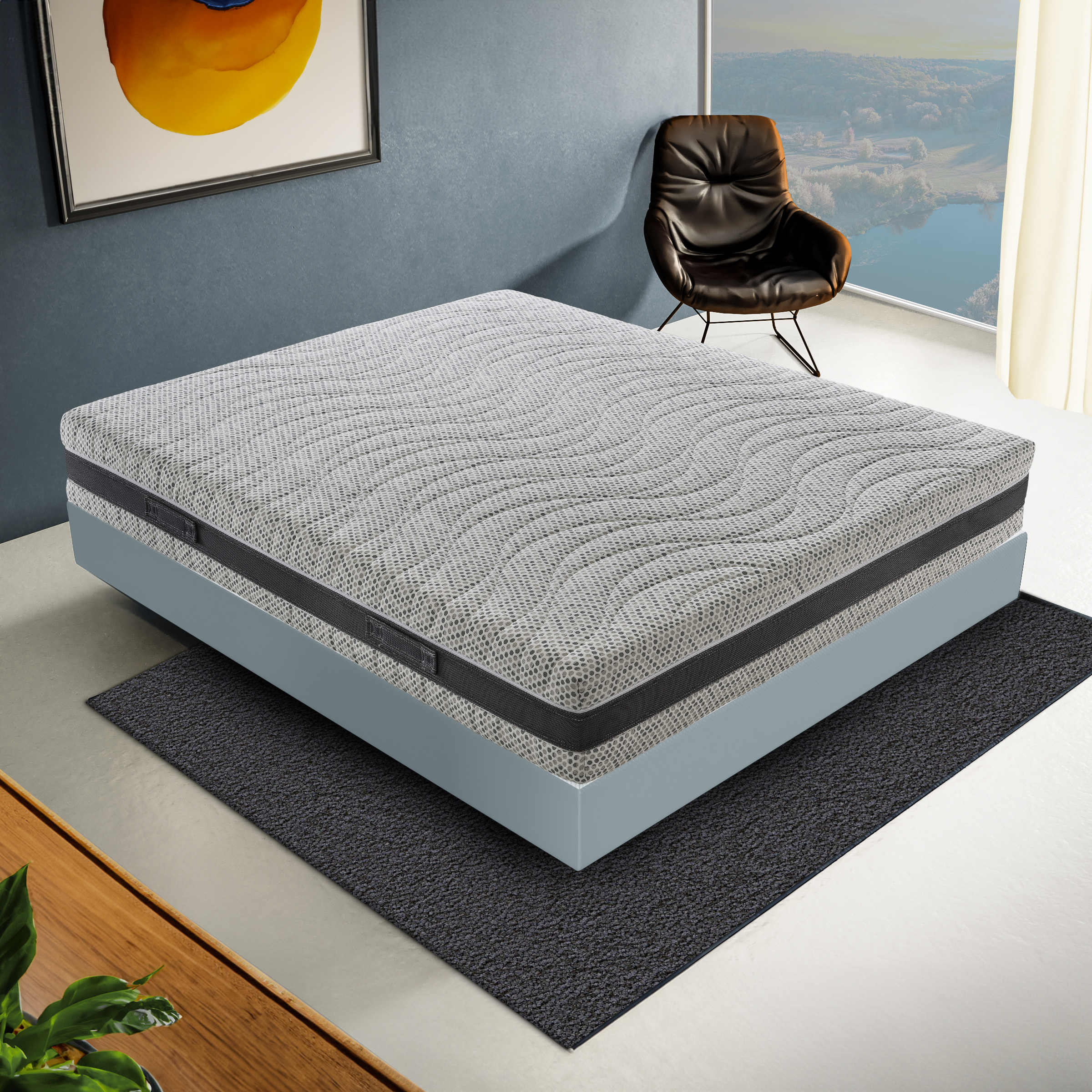 Materasso 200x200 in Memory Foam - 5 Strati - Altezza 23 cm - 7 Zone di Comfort - Rivestimento Sfoderabile