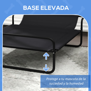 Cama Elevada para Perros, Refrescante y Transpirable, Cama para Perros Pequeños, 106x81x33 cm, Malla de Textilene, Reposacabezas Inclinado, Marco de Metal, para Interior, Exterior, Negro
