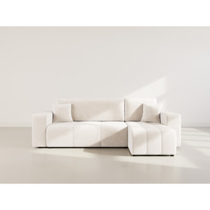 Nicole - canapé d'angle réversible 4 places convertible avec coffre en tissu - Beige