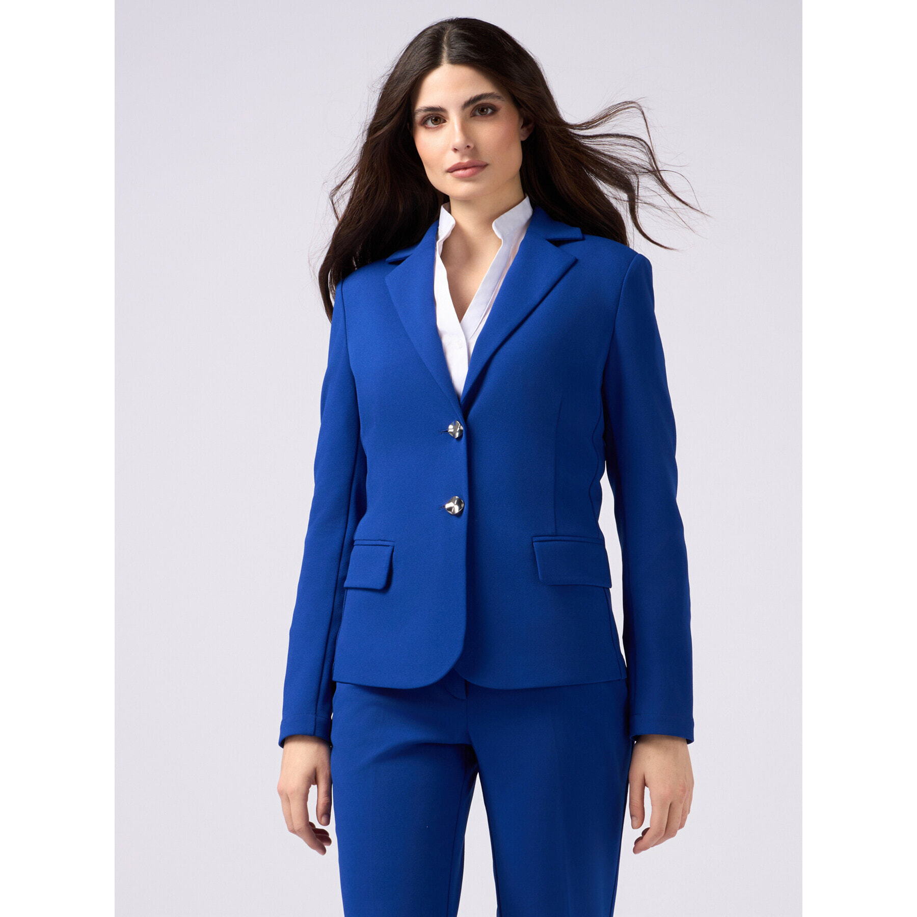 Oltre - Chaqueta blazer de tejido scuba crepé - Azul aciano