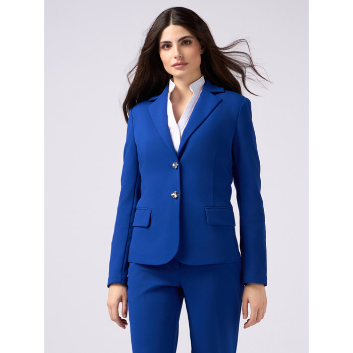Oltre - Chaqueta blazer de tejido scuba crepé - Azul aciano