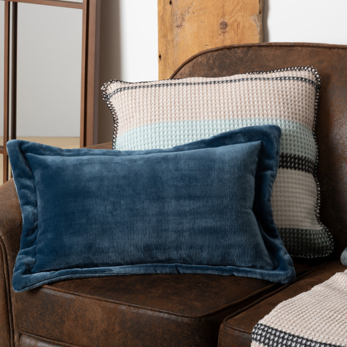 Coussin flanelle Cuddly bleu égéen 38x58cm