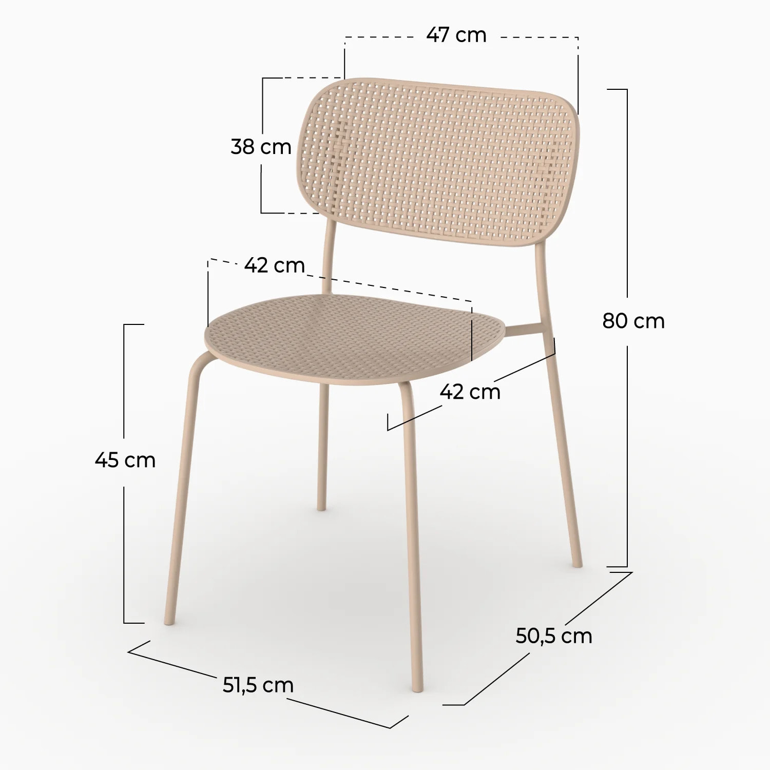 Lot de 2 chaises de jardin empilables en plastique beige - Géa