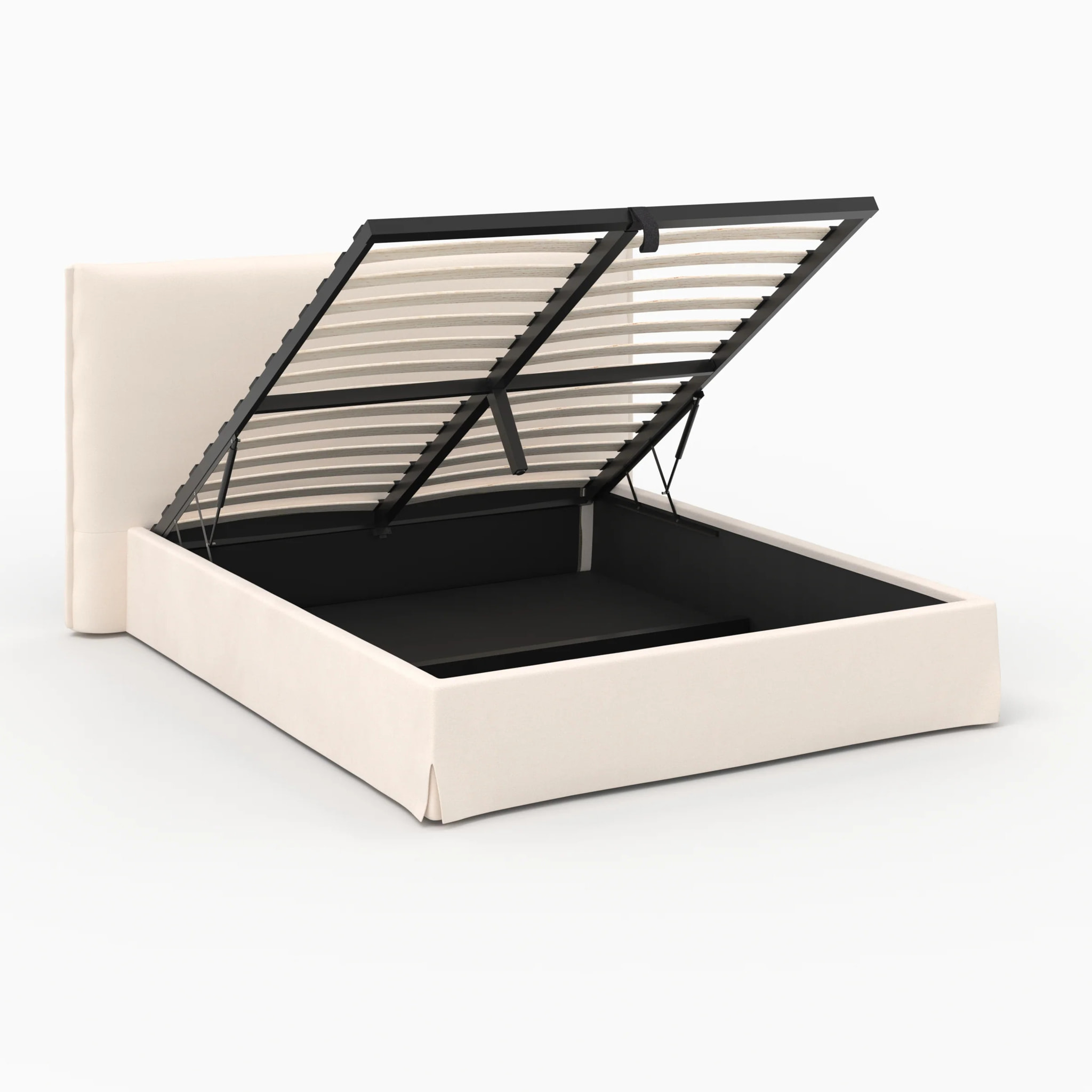 Lit coffre 160x200 cm en tissu blanc déhoussable - Safia