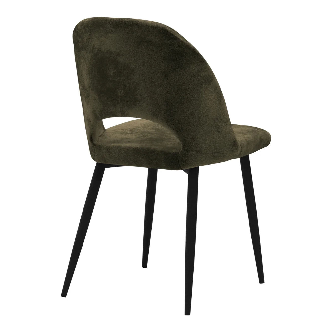 Lot de 2 chaises en velours vert et pieds en métal noir - Pénélope