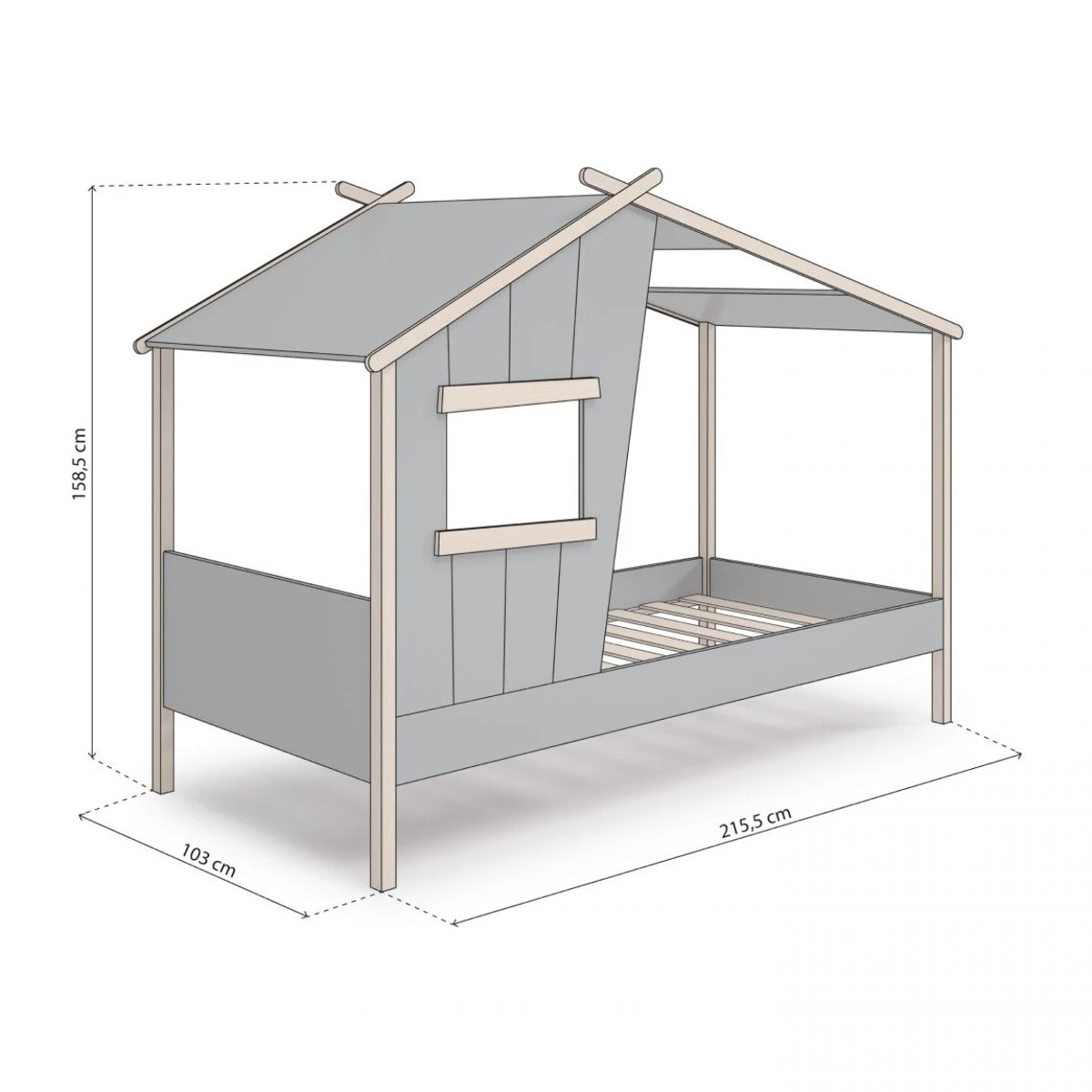Cama cabaña Hutbed Verde Salvia - Oak Soft