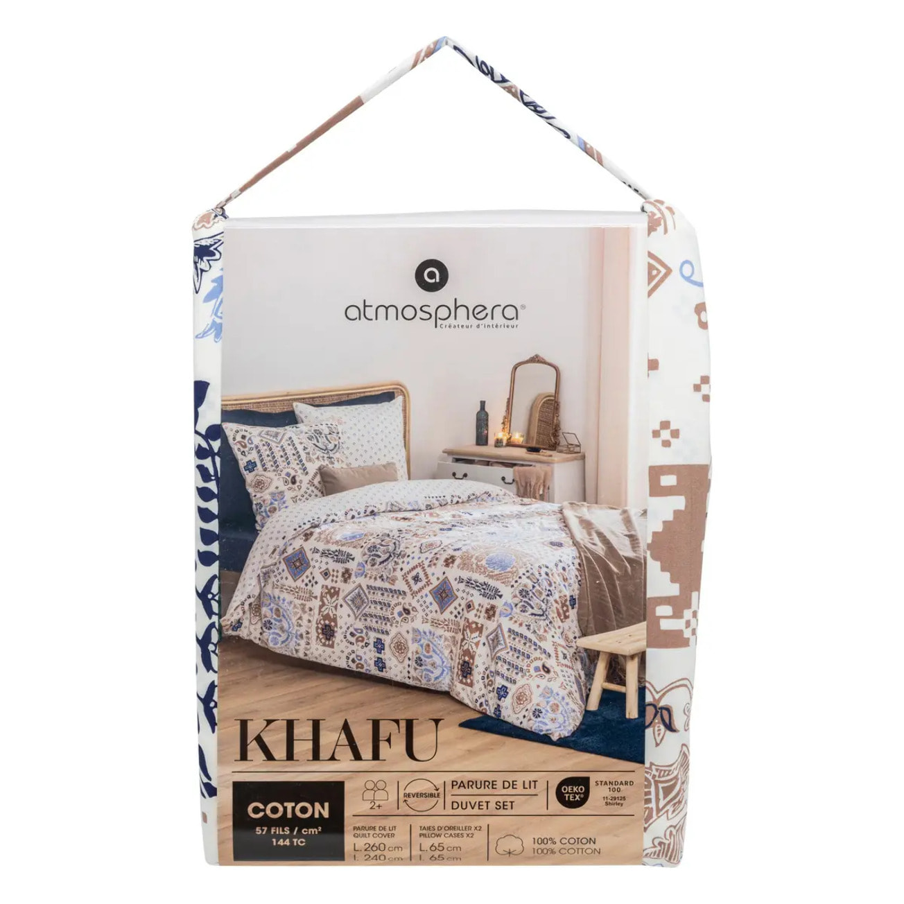 Parure imprimée Khafu bleu 260x240cm