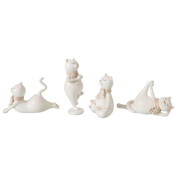 J-Line Chat foulard - polyrésine - blanc - assortiment de 4