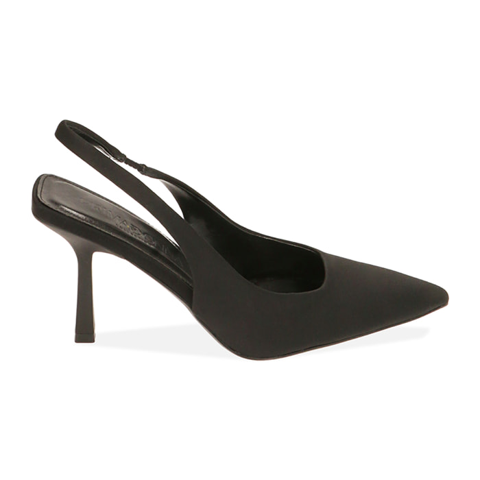 Décolleté slingback nere in lycra, tacco 8,5 cm