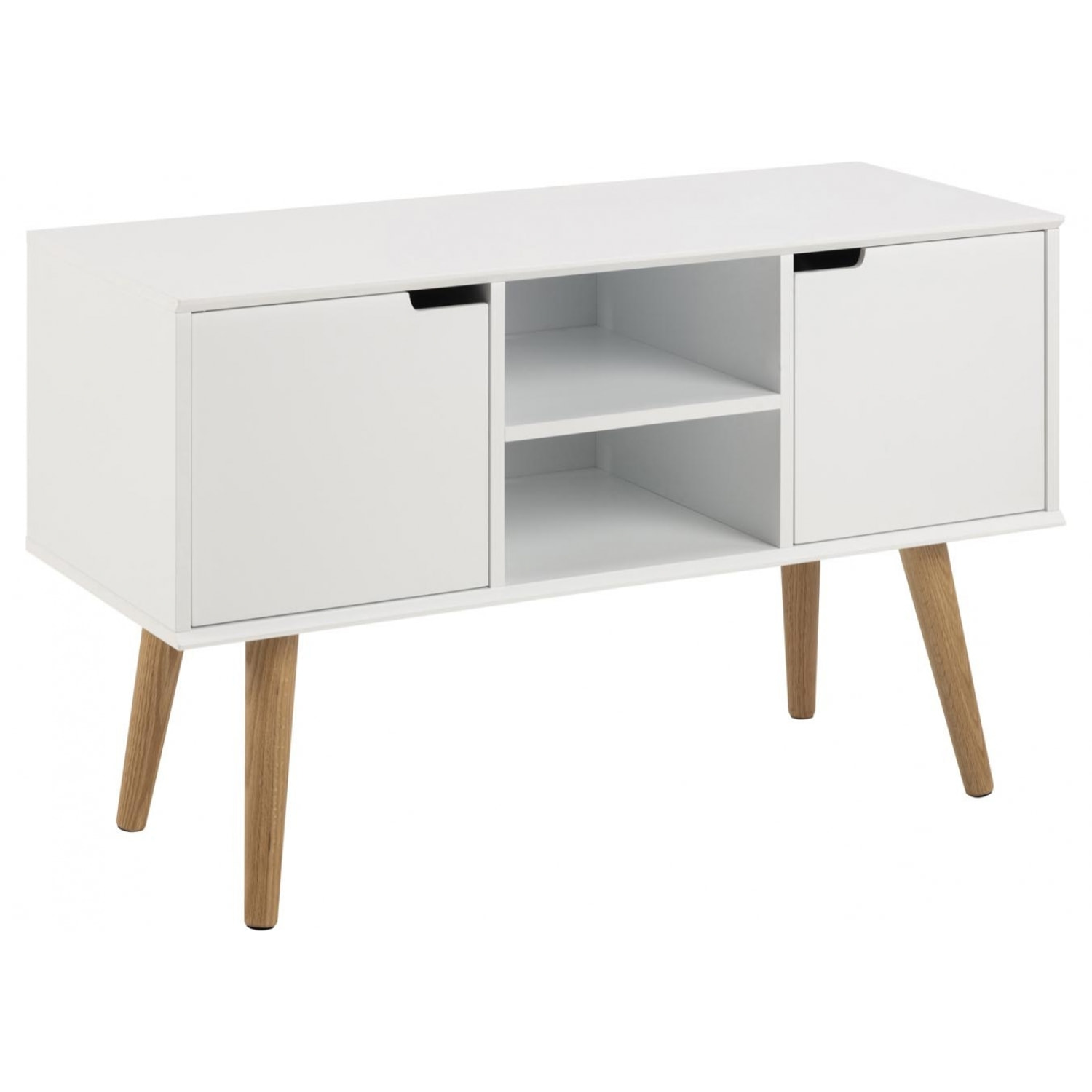 Buffet scandinave blanc avec 2 placards ALENA