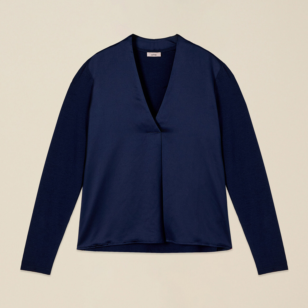 Oltre - T-shirt bimaterica maniche lunghe - Blu