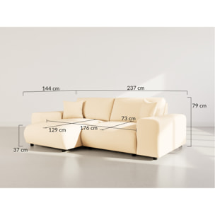Garance - canapé d'angle réversible 4 places en simili - Beige