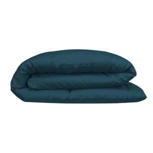 Housse de couette satin de coton uni bleu Ava uni bleu ardoise