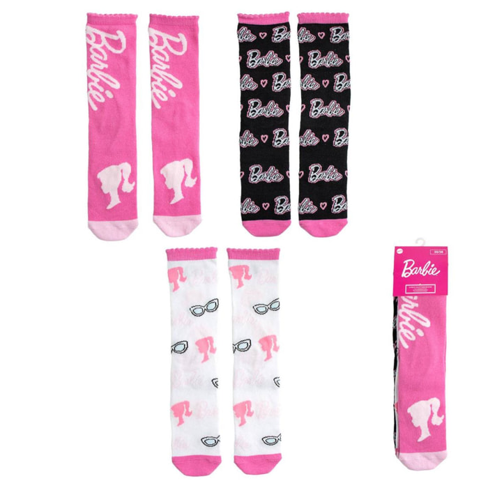 Pack de 3 calcetines infantiles barbie