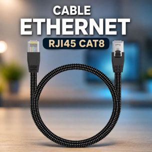 Câble Ethernet ADEQWAT RJ45 1M Droit CAT8 noir