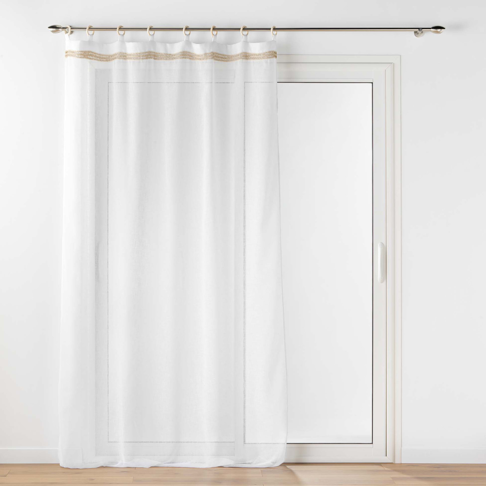 Voilages à œillets bois - Blanc