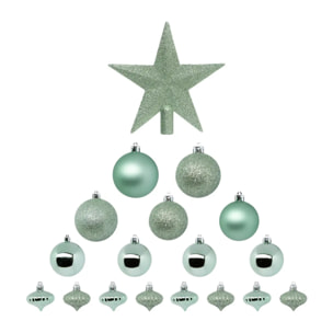 Kit de 18 Boules de Noël vert amande